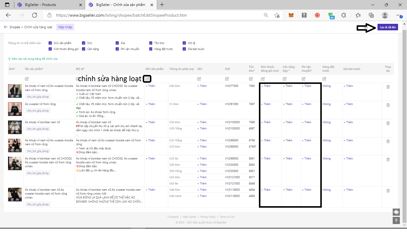 Hướng dẫn chỉnh sửa sản phẩm shopee trước khi nh&acirc;n bản shopee