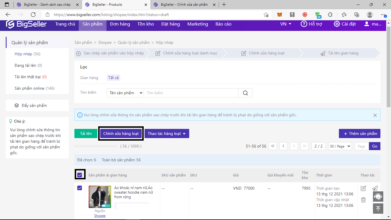 hướng dẫn chỉnh sửa sản phẩm trước khi đăng l&ecirc;n gian h&agrave;ng shopee