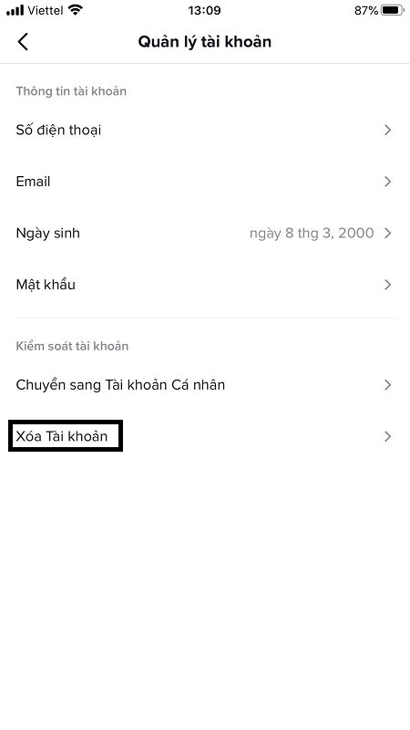 C&aacute;ch x&oacute;a acc tiktok