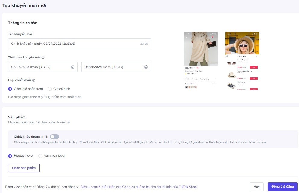 c&aacute;ch tạo giảm gi&aacute; tiktok shop