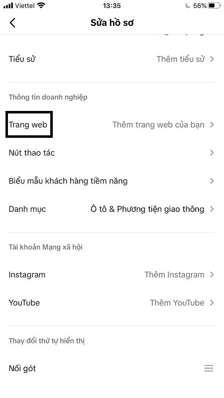 cách gắn link bio tiktok