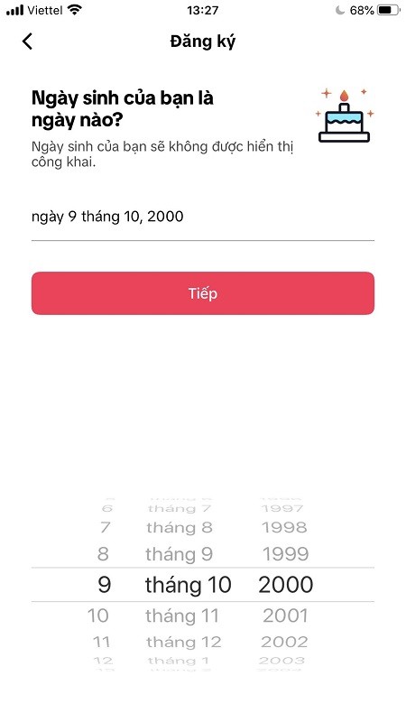 Đổi ng&agrave;y sinh t&agrave;i khoản tiktok