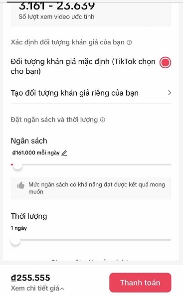chạy quảng c&aacute;o tiktok tr&ecirc;n điện thoại